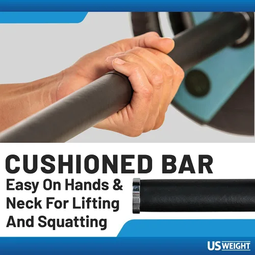 Vista 4 de US Weight Barbell Weight Set for Home Gym with 55” padded Bar - Adjustable Weights for Exercise, Lifting, and to Build Muscle