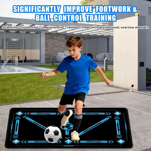 Vista 2 de Equipo de entrenamiento de fútbol, tapete de entrenamiento de fútbol de 35 x 24 pulgadas, tapete de entrenamiento de pasos de fútbol para juego