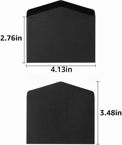 Vista 2 de Paquete de 120 mini sobres negros de papel kraft de 4.13 x 2.76 pulgadas
