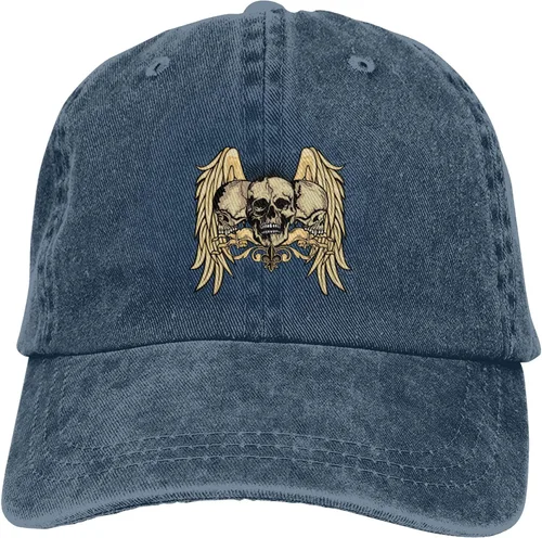 Vista 9 de Cowboy Hat Trendy Hats for Man and Women Djustable Four Season Outdoor Baseball Cap of Hell Skull with Angel Navy Blue