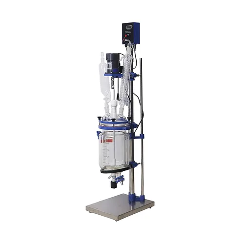 Vista 4 de Reactor de vidrio con doble camisa,Reactor de vidrio de laboratorio 3L con temperatura de pantalla digital,Reactor de vidrio de manto de calefacción