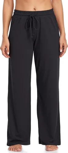 Vista 3 de ADANIKI Pantalones deportivos para mujer, pantalones de yoga con bolsillos para mujer, pijamas de trabajo, pantalones de pierna ancha con cordón