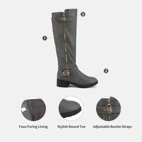 Vista 3 de DREAM PAIRS Women's Wide Calf Knee High Boots, Low Stacked Heel Riding Boots