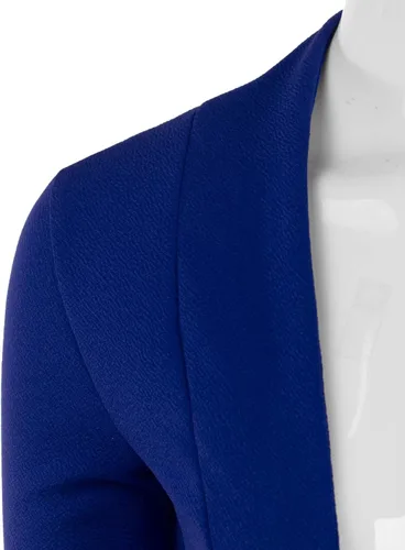 Vista 4 de DOUBLJU Bolero - Chaqueta corta con frente abierto, manga 34, básica, para negocios, casual, para mujer, talla grande