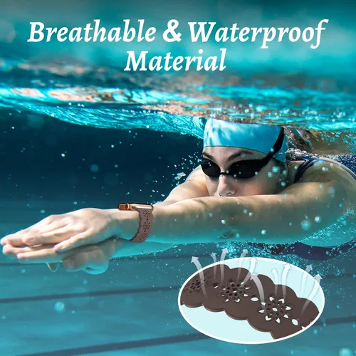 Vista 4 de Floral Silicone Band Compatible with Apple Watch Bands 38mm 40mm 42mm 44mm 41mm 45mm 49mm Women Men, Design Wristbands Soft Breathable Watch Bands