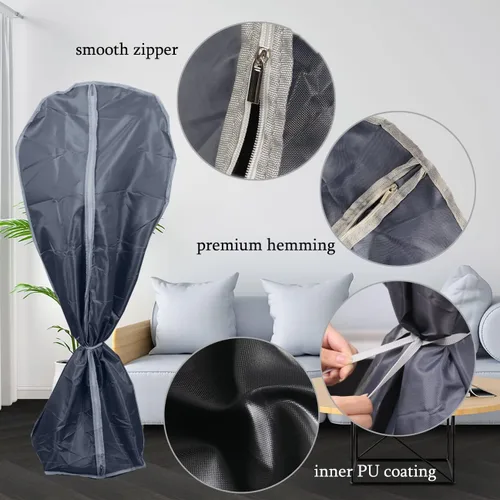 Vista 4 de J&C Cubierta de ventilador 420D impermeable para ventiladores de piso, cubiertas de ventilador de pedestal, a prueba de polvo, protección completa