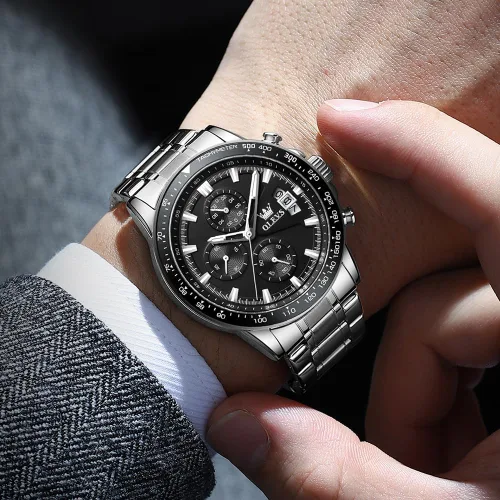 Vista 4 de OLEVS Watch for Men, Fashion Business Dress Mens Watches, Luminous Date Stainless Steel Waterproof Analog Two Tone Casual Quartz Wristwatch
