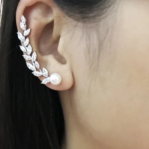 Vista 2 de SELOVO Pendientes envolventes con forma de oruga para orejas perforadas en tono oro rosa/tono plateado para orejas perforadas