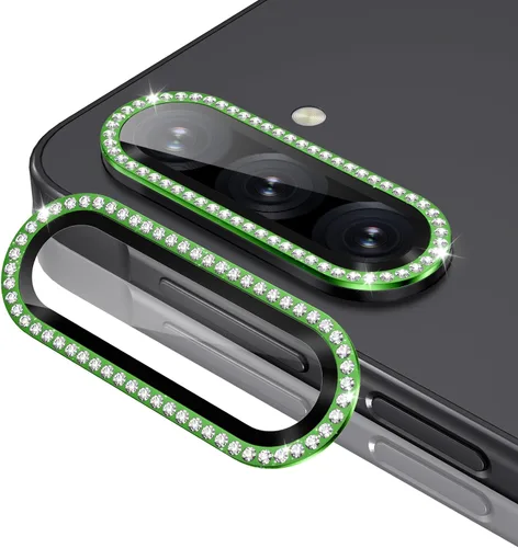 Vista 75 de Casetego Protector de lente de cámara para Galaxy Z Fold 8, [Diseño de purpurina mejorado], [Fuerte adherencia], lente de vidrio templado 9H negro