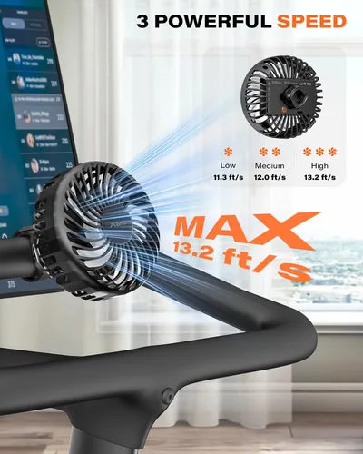 Vista 2 de A2C Ventilador de gimnasio recargable para bicicleta Peloton y bicicleta estática - Ventilador portátil de 4000 mAh con correa ajustable, 3