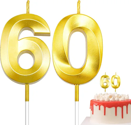 Vista 12 de Velas de 10º cumpleaños de oro champán - Velas de 10 números para decoración de pasteles