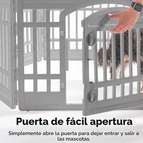 Vista 5 de [Usado] IRIS USA Corralito para perros de 8 paneles, recinto para mascotas, gris Negro