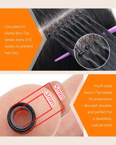 Vista 6 de Sunny I Tip - Extensiones de cabello humano con punta en I 80S, extensiones de cabello humano negro azabache, extensiones de cabello humano