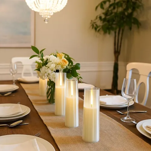Vista 4 de MUMCHASI 8 piezas de velas sin llama, velas operadas por batería, velas LED parpadeantes con control remoto, llama danzante realista, diseño