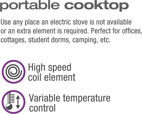 Vista 6 de Salton Solo estufa eléctrica portátil de bobina de acero inoxidable, 3.0 lbs