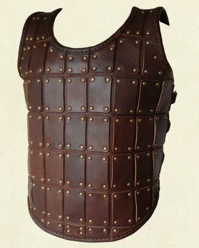 Vista 2 de Cuero genuino medieval hombres negro guerrero armadura chaleco cuero teatral armadura Halloween traje de Halloween tema coplay