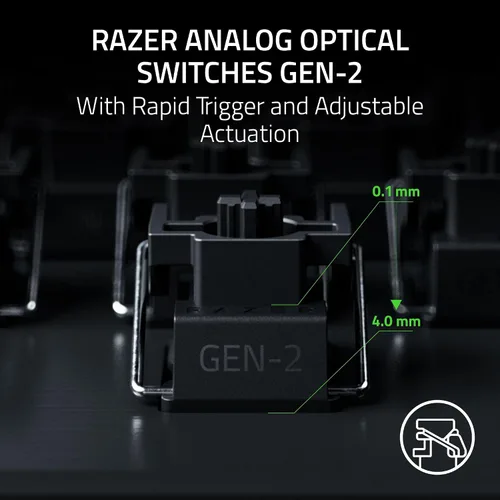 Vista 2 de Razer Huntsman V3 Pro TKL 8KHz Esports Teclado para gaming interruptores ópticos analógicos Gen 2-8000 Hz Pulsador a presión de sondeo - Disparador