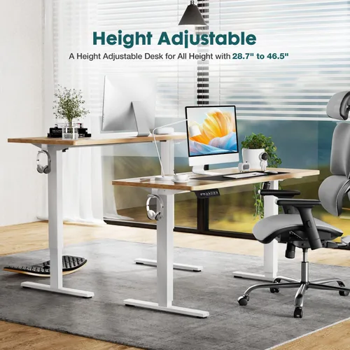 Vista 12 de Smug Escritorio de pie de altura ajustable de 40 pulgadas, mesa de computadora eléctrica para sentarse, de pie, mesa de computadora ergonómica
