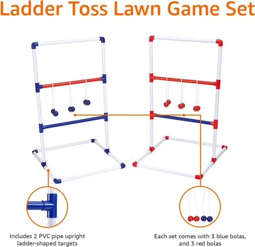 Vista 2 de Amazon Basics - Juego de lanzamiento de escalera, rojo/azul