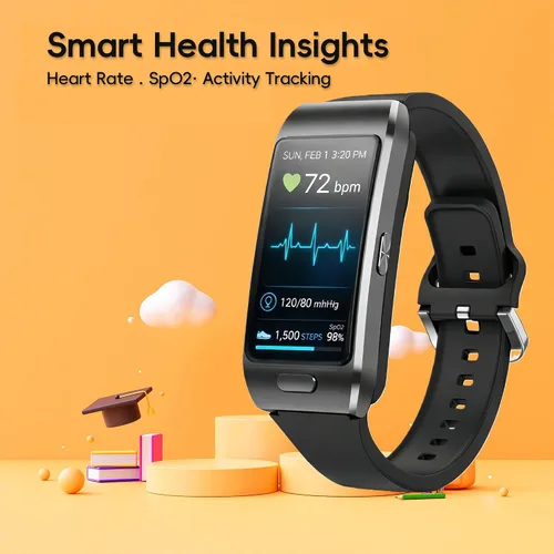 Vista 3 de Slim Fitness Tracker para hombres y mujeres, banda inteligente con pantalla táctil HD de 1.57 pulgadas, seguimiento de frecuencia cardíaca y SPO₂