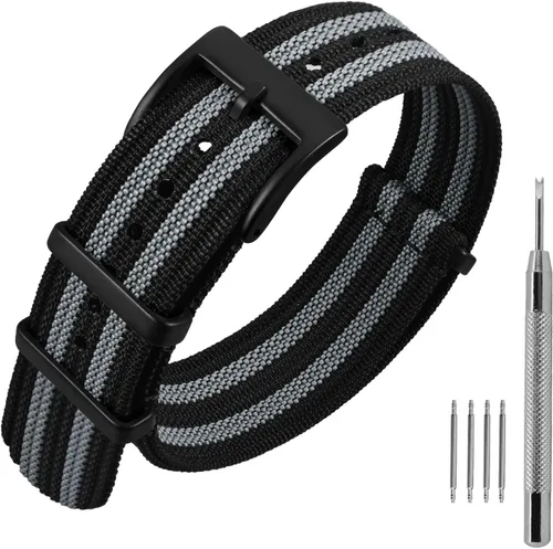 Vista 13 de ANNEFIT - Correa de reloj de nailon de 16mm 18mm 20mm 22mm, correas de reloj militares impermeables de una pieza con hebilla resistente