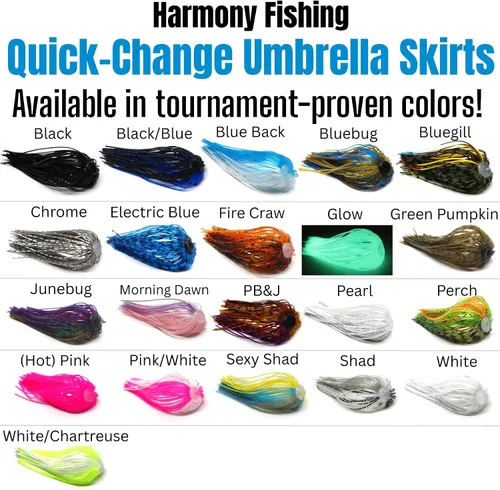 Vista 3 de Harmony Fishing – Faldas de paraguas de cambio rápido para jigs de pesca, spinnerbaits, buzzbaits, señuelos, cebos (paquete de 10)