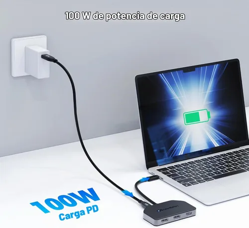 Vista 6 de Cable Matters Hub USB C MST de triple pantalla 4K @60Hz para Windows
