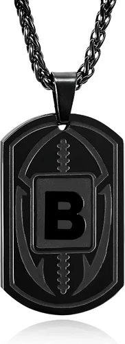 Vista 69 de Graduation Gifts - Football Initial Necklace for Men Boys Kids Teen Dog Tag Stainless Steel Black Letter Pendant Sport Football Athletes Jewelry