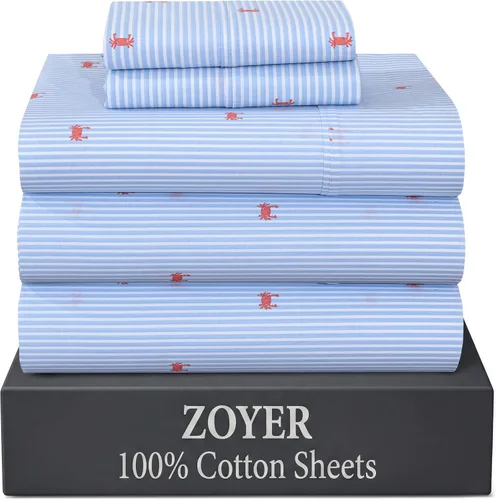 Vista 24 de ZOYER Sábanas de 100 % algodón percal tamaño individual, refrescantes y transpirables, duraderas, con una sensación nítida, suave y cómoda, bolsillo