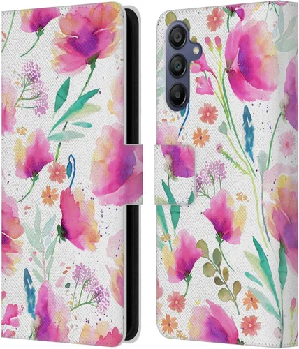 Vista 264 de Head Case Designs Officially Licensed Ninola Abstract Poppies Lilac Floral Leather Wallet Case Compatible with Samsung Galaxy A07 4G
