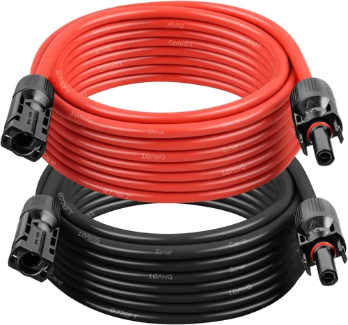 Vista 15 de XRDS -RF Cable de extensión solar 8AWG 3FT paquete de 2 unidades (rojo + negro), cable fotovoltaico con conectores solares macho/hembra, cable