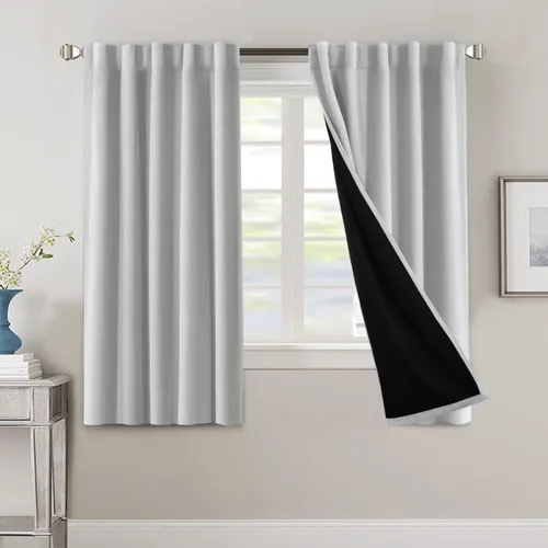 Vista 23 de H.VERSAILTEX Cortinas 100% opacas para dormitorio con forro negro, cortinas de oscurecimiento de habitación completa, con aislamiento térmico