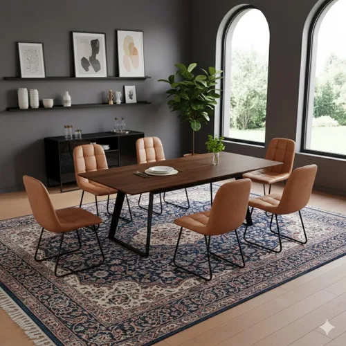 Vista 34 de ZckyCine Mesa de Comedor Moderna de Mediados de Siglo y Sillas para 4 Rectangular de Madera Expandible que Ahorra Espacio Multifuncional Marrón