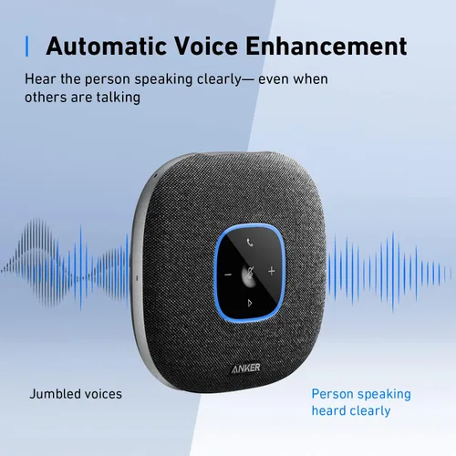 Vista 10 de Anker PowerConf S3 - Altavoz con 6 micrófonos, captación de voz mejorada, tiempo de llamada 24 horas, control de aplicaciones, Bluetooth 5, USB C