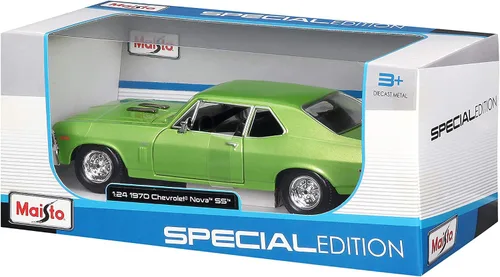 Vista 11 de Maisto 1:24 Escala 1970 Chevrolet Nova SS Vehículo fundido a presión (los colores pueden variar), verde
