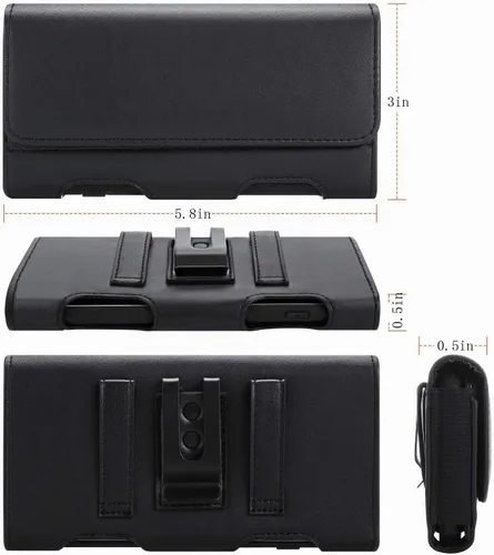 Vista 5 de BECPLT Funda de cuero con soporte para tarjeta de identificación, funda con clip para cinturón para iPhone 13 Mini, 12 Mini, 8, 7, 6s, 6, Galaxy