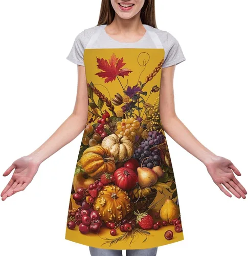 Vista 3 de MUSM Apron for Adults - 27.6 X 31.5 Inch, Heavy-Duty Polyester Aprons with Two Large Pockets, Waterproof Pale Yellow Flowers Kitchen Apron for