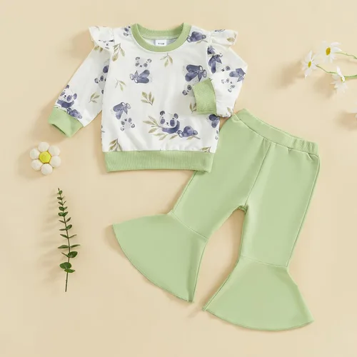 Vista 44 de Kaipiclos Ropa occidental para bebé niña, con lindo estampado con volantes, manga larga, pantalones para otoño e invierno, trajes de vaquera
