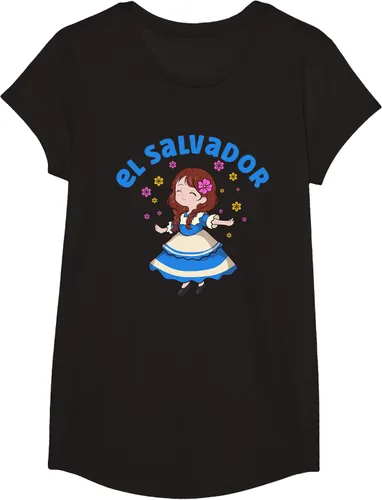 Vista 3 de Camiseta de mujer hispana con bandera salvadoreña de El Salvador Orgullosa, Negro