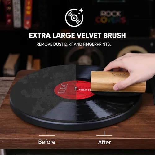 Vista 3 de SpinArt Kit de limpieza de discos de vinilo 8 en 1, incluye cepillos de terciopelo suave y microfibra, solución de limpieza LP, gel de lápiz