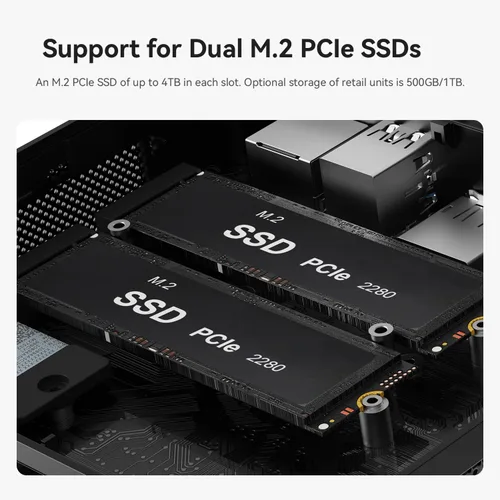 Vista 5 de Beelink SER5 Mini PC, AMD Ryzen 7 7735HS (hasta 4.75GHz) 8C/16T, Mini Computadora 24GB LPDDR5 RAM 1TB NVMe PCIe 4.0 SSD, Mini Computadora