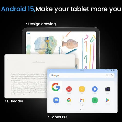 Vista 7 de Tablet de 10.1", Android 15, 20GB (8+12) RAM, 256GB ROM, pantalla táctil IPS HD de 1280x800, batería de 6000mAh, Bluetooth, cámara dual, GMS, WiFi