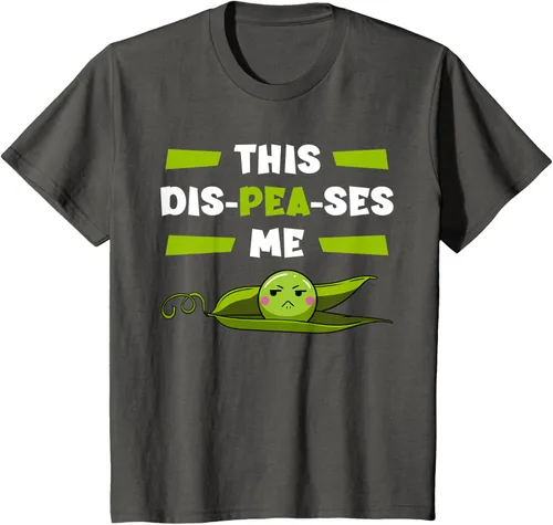 Vista 29 de Camiseta de semilla vegetariana de guisantes con flor de planta Dis-Peas-Ses Me, Negro