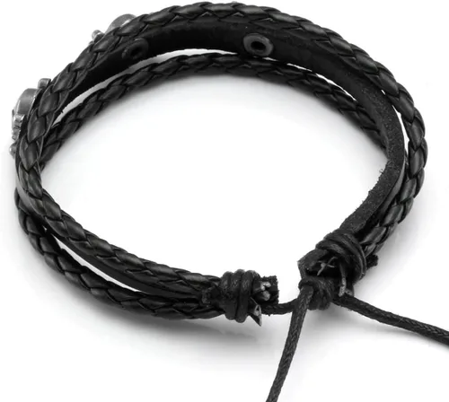 Vista 6 de MILAKOO Juego de 4 pulseras de estilo gótico con hebilla de calavera y estrella, ajustable, joyería punk vintage