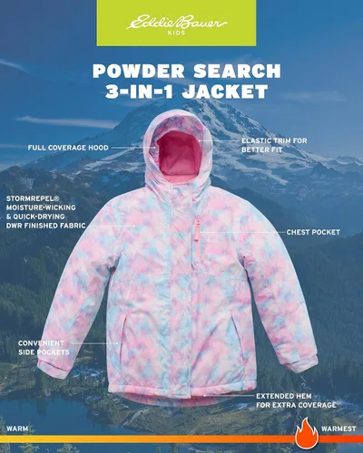 Vista 3 de Eddie Bauer - Chaqueta de esquí para niños - Impermeable 3 en 1 con aislamiento y chaqueta exterior extraíble para niños y niñas (3-16)