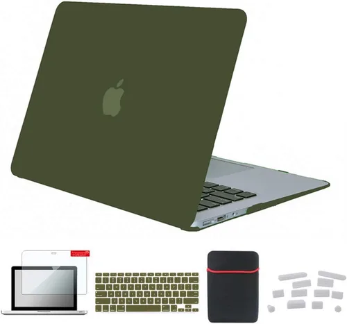 Vista 2 de Pack 5 en 1 de carcasa para MacBook Air, de Se7enline, de plástico duro, tacto suave, con protector de teclado de silicón, protector de pantalla