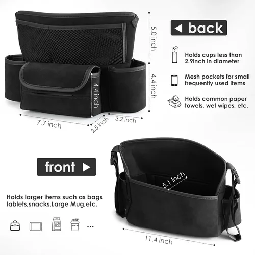 Vista 5 de Organizador de asiento de automóvil de cuero para bolso/bolso, cabe entre asientos delanteros, sostiene cartera, teléfono y artículos esenciales