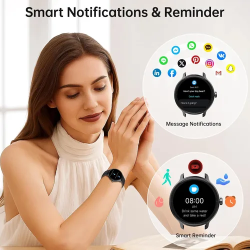 Vista 3 de Reloj inteligente para hombres y mujeres (responder/hacer llamadas), reloj inteligente con voz AI incorporada, pantalla HD de 1.27" con monitor
