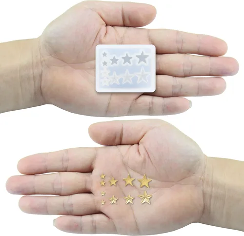 Vista 4 de FUNSHOWCASE Mini Moldes Surtidos de Joyería de Resina y Epoxy de Estrellas de Silicona Pequeños para Artesanía Delicada