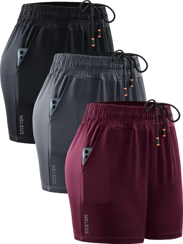 Vista 48 de NELEUS Pantalones cortos de correr ligeros para mujer, pantalones cortos atléticos de entrenamiento para yoga con bolsillo